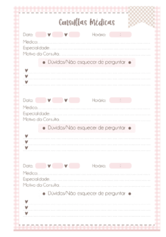 Caderneta de Saúde e Vacinação Personalizada com Capa Dura - Monograma Coelhinho Girl