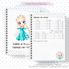 Caderneta de Saúde e Vacinação Personalizada com Capa Dura - Princesa Elsa Frozen - Mundinho do Papel