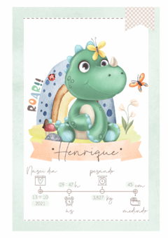Caderneta de Saúde e Vacinação Personalizada com Capa Dura - Dino Baby Cute - comprar online