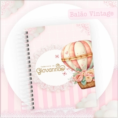 Caderneta de Saúde e Vacinação Personalizada com Capa Dura - Balão Vintage