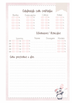 Caderneta de Saúde e Vacinação Personalizada com Capa Dura - Panda Baby Girl - loja online