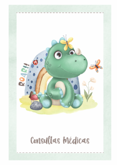 Imagem do Caderneta de Saúde e Vacinação Personalizada com Capa Dura - Dino Baby Cute