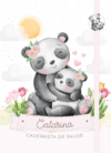 Caderneta de Saúde e Vacinação Personalizada com Capa Dura - Panda Mãe e Filha