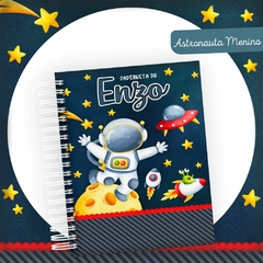 Caderneta de Saúde e Vacinação Personalizada com Capa Dura - Astronauta Menino Blue