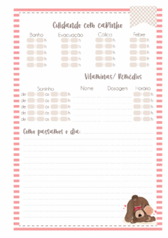 Caderneta de Saúde e Vacinação Personalizada com Capa Dura - Ursinho Baby Utida - loja online