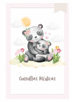Imagem do Caderneta de Saúde e Vacinação Personalizada com Capa Dura - Panda Mãe e Filha