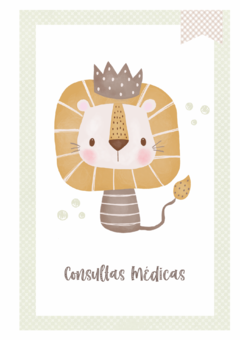 Imagem do Caderneta de Saúde e Vacinação Personalizada com Capa Dura - Lion Cute