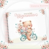 Albúm de Fotos e Recordações / Livro do Bebê - Ursinha Bicicleta Floral