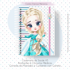 Caderneta de Saúde e Vacinação Personalizada com Capa Dura - Princesa Elsa Frozen