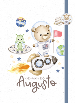 Caderneta de Saúde e Vacinação Personalizada com Capa Dura - Ursinho Astronauta