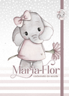 Caderneta de Saúde e Vacinação Personalizada com Capa Dura - Elefantinha Flor