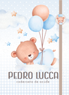 Caderneta de Saúde e Vacinação Personalizada com Capa Dura - Ursinho Balões