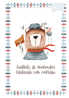 Caderneta de Saúde e Vacinação Personalizada com Capa Dura - Urso Teddy Marinheiro - Mundinho do Papel