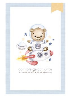 Caderneta de Saúde e Vacinação Personalizada com Capa Dura - Ursinho Astronauta - loja online