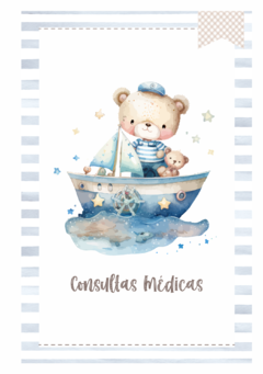 Imagem do Caderneta de Saúde e Vacinação Personalizada com Capa Dura - Urso Marinheiro Baby