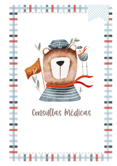 Caderneta de Saúde e Vacinação Personalizada com Capa Dura - Urso Teddy Marinheiro