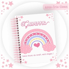 Caderneta de Saúde e Vacinação Personalizada com Capa Dura - Arco Íris Clean