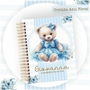 Caderneta de Saúde e Vacinação Personalizada com Capa Dura - Ursinha Azul Floral