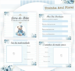 Albúm de Fotos e Recordações / Livro do Bebê - Ursinha Azul Floral - comprar online