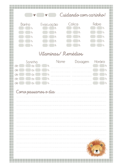 Caderneta de Saúde e Vacinação Personalizada com Capa Dura - Leãozinho Cute - Mundinho do Papel