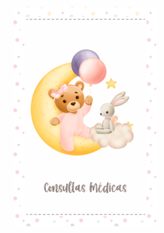 Imagem do Caderneta de Saúde e Vacinação Personalizada com Capa Dura - Ursinha Baby Céu