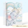 Caderneta de Saúde e Vacinação Personalizada com Capa Dura - Elefantinho Balões