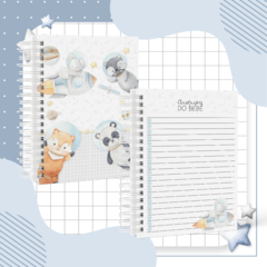 Caderneta de Saúde e Vacinação Personalizada com Capa Dura - Animais Astronautas - Mundinho do Papel
