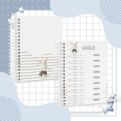 Caderneta de Saúde e Vacinação Personalizada com Capa Dura - Coelhinho Vintage - Mundinho do Papel