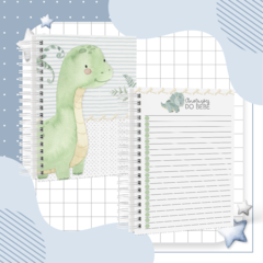 Caderneta de Saúde e Vacinação Personalizada com Capa Dura - Dino Cute - Mundinho do Papel
