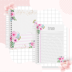 Caderneta de Saúde e Vacinação Personalizada com Capa Dura - Floral Vibrante - Mundinho do Papel