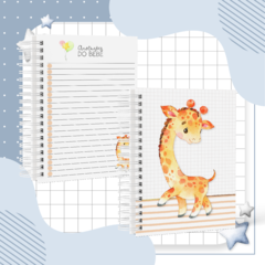 Caderneta de Saúde e Vacinação Personalizada com Capa Dura - Girafa Aquarela - Mundinho do Papel