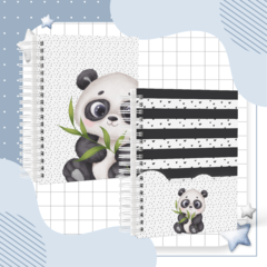 Caderneta de Saúde e Vacinação Personalizada com Capa Dura - Panda Aquarela Boy - Mundinho do Papel