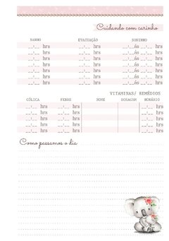 Caderneta de Saúde e Vacinação Personalizada com Capa Dura - Coala - Menina - Mundinho do Papel