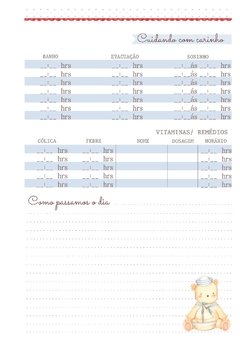 Caderneta de Saúde e Vacinação Personalizada com Capa Dura - Ursinho Marinheiro - Mundinho do Papel