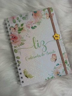 Caderneta de Saúde e Vacinação Personalizada com Capa Dura - Borboletas Floral