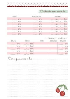 Caderneta de Saúde e Vacinação Personalizada com Capa Dura - Cereja - Mundinho do Papel