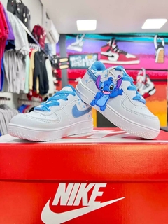 Nike Air Force Infantil Stitch Branco/Azul - loja online