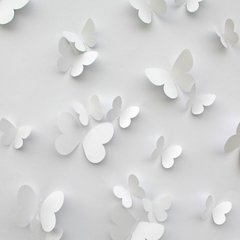 Papel de Parede 3D - Borboletas - Branco com bege ( adesivo vinil autocolante ) ROLO - 0,60 Metros de Largura x 5,00 Metros de Altura.