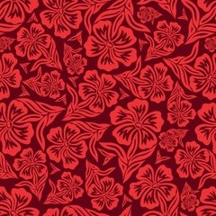 Papel de Parede - Arabesco flores - Vermelho ( adesivo vinil autocolante ) ROLO - 0,60 Metros de Largura x 5,00 Metros de Altura.