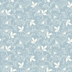 Papel de Parede - Arabesco flores - Azul com branco ( adesivo vinil autocolante ) ROLO - 0,60 Metros de Largura x 5,00 Metros de Altura.