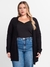 Cardigan Plus Size Ribana Canelada Secret Glam Preto G1/G2/G3/G4