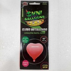 GLOBO OVNI METAL 18" CORAZON ROSA PASTEL