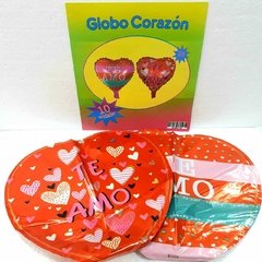 GLOBO METAL CORAZON TE AMO X 10