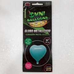 GLOBO OVNI METAL 18" CORAZON CELESTE