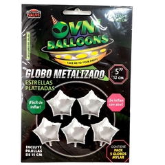 GLOBO METALIZADO ESTRELLA PLATA 5" X5 OVNI