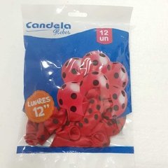 GLOBO CANDELA 12" LUNAR ROJO/NEGRO X 12 4349