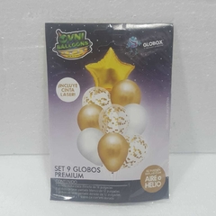 SET GLOBO ESTRELLA DORADO X 9 56032