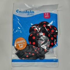 GLOBO CANDELA 12" LUNAR NEGRO/ROJO X 12 4713