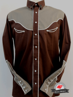 Camisa Western Masculina - Marrom/ Cáqui