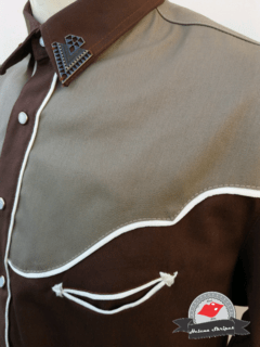 Camisa Western Masculina - Marrom/ Cáqui - Poison Rebel - Retro & Kustom Clothing